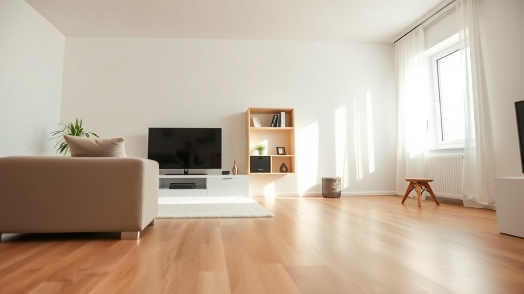 Listwa przypodłogowa 48 V DC z podłączonymi modułami LED i czujnikami w nowoczesnym salonie.